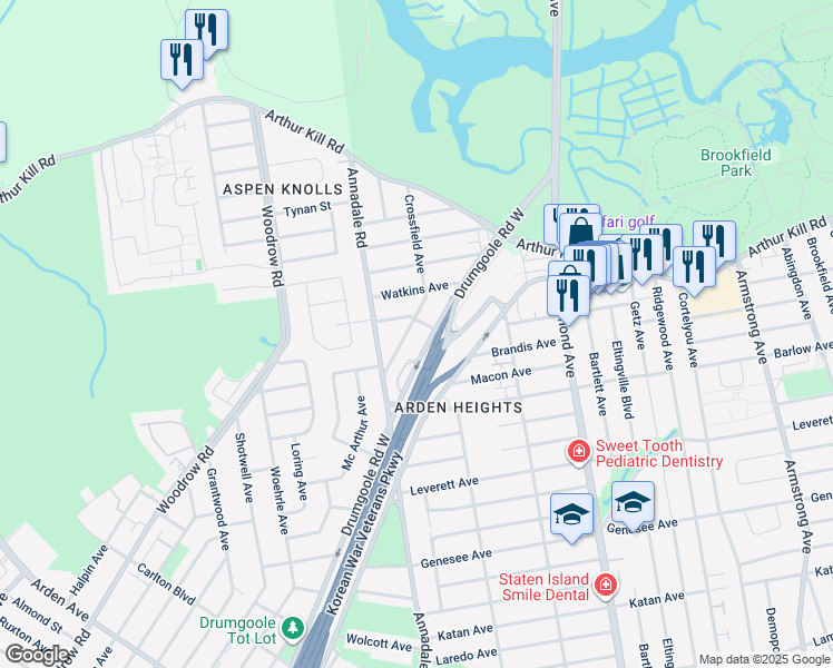 map of restaurants, bars, coffee shops, grocery stores, and more near 163 Crossfield Avenue in Staten Island