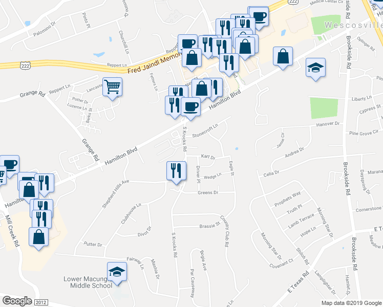 map of restaurants, bars, coffee shops, grocery stores, and more near 1041 South Krocks Road in Wescosville
