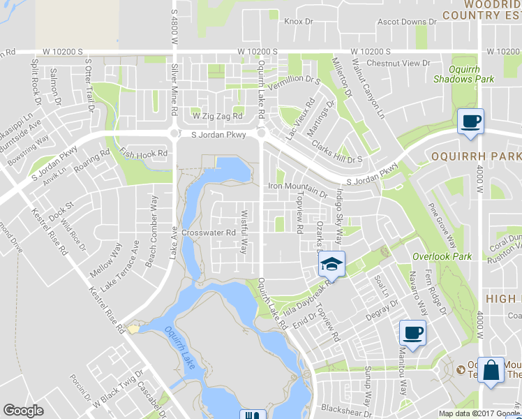 map of restaurants, bars, coffee shops, grocery stores, and more near 10632 Oquirrh Lake Road in South Jordan