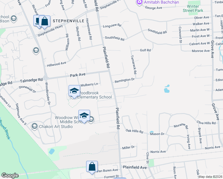 map of restaurants, bars, coffee shops, grocery stores, and more near 265 Plainfield Road in Edison