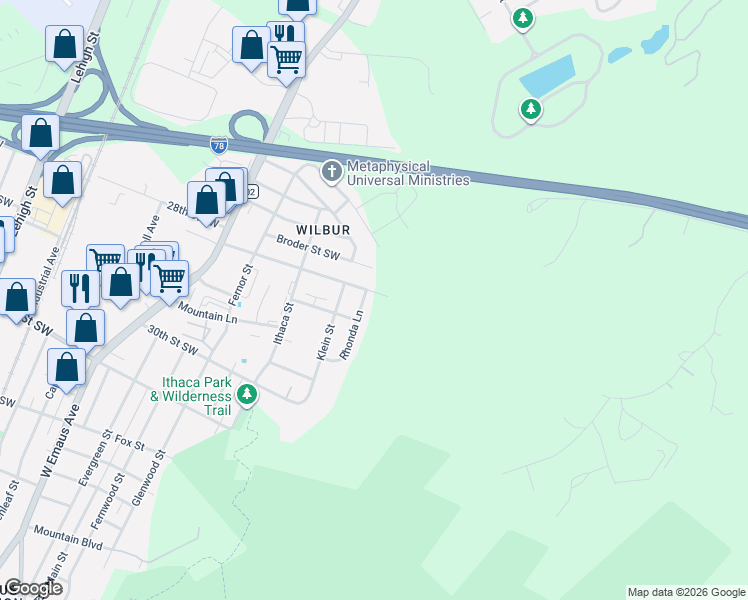 map of restaurants, bars, coffee shops, grocery stores, and more near 2724-2744 28th Street Southwest in Allentown
