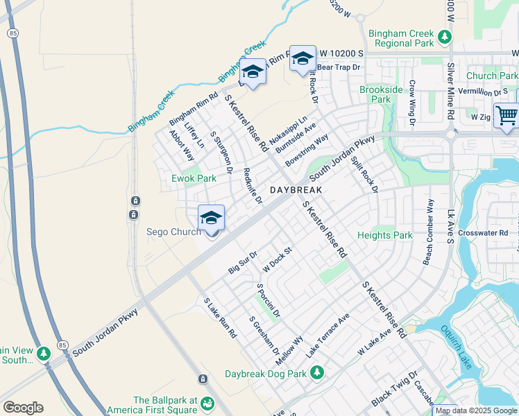 map of restaurants, bars, coffee shops, grocery stores, and more near 5292 South Jordan Parkway in South Jordan