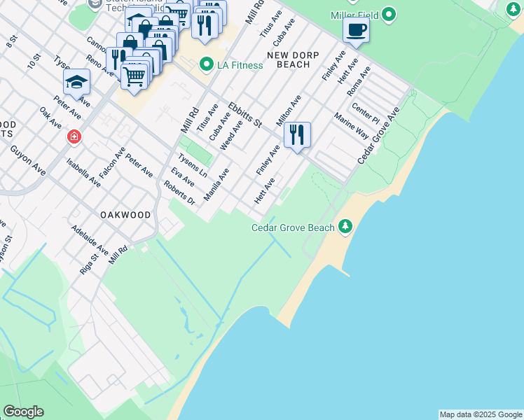 map of restaurants, bars, coffee shops, grocery stores, and more near 870 Tysens Lane in Staten Island