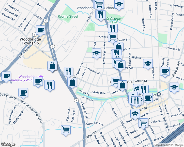 map of restaurants, bars, coffee shops, grocery stores, and more near 524 Elias Avenue in Woodbridge Township