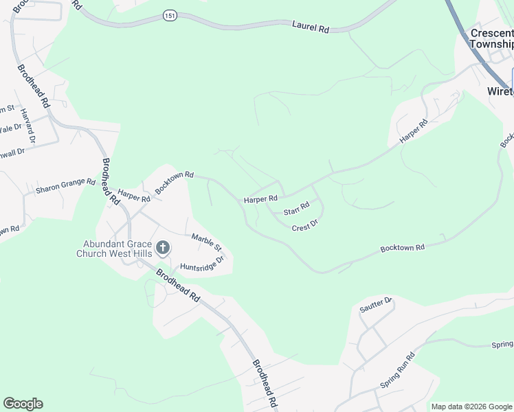 map of restaurants, bars, coffee shops, grocery stores, and more near 1073 Crest Drive in Glenwillard