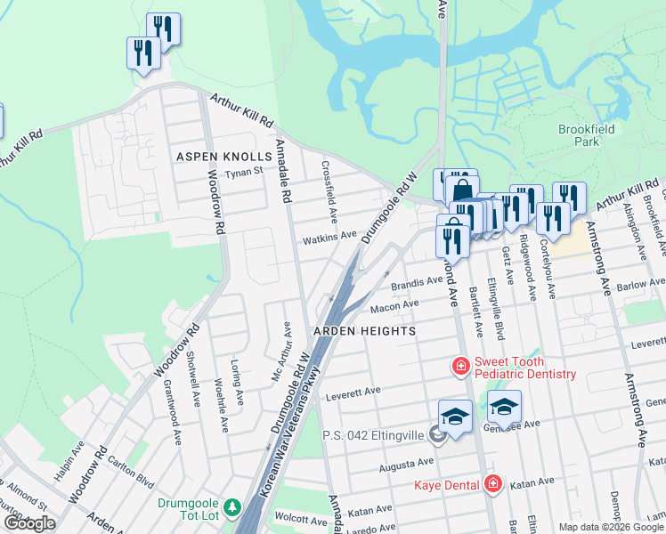 map of restaurants, bars, coffee shops, grocery stores, and more near 163 Crossfield Avenue in Staten Island