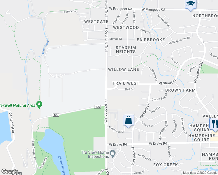 map of restaurants, bars, coffee shops, grocery stores, and more near 3025 West Stuart Street in Fort Collins