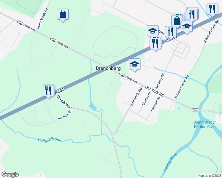 map of restaurants, bars, coffee shops, grocery stores, and more near 2000 Cornerstone Drive in Branchburg