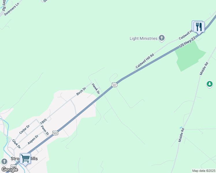 map of restaurants, bars, coffee shops, grocery stores, and more near 4 School Bus Lane in Lewistown