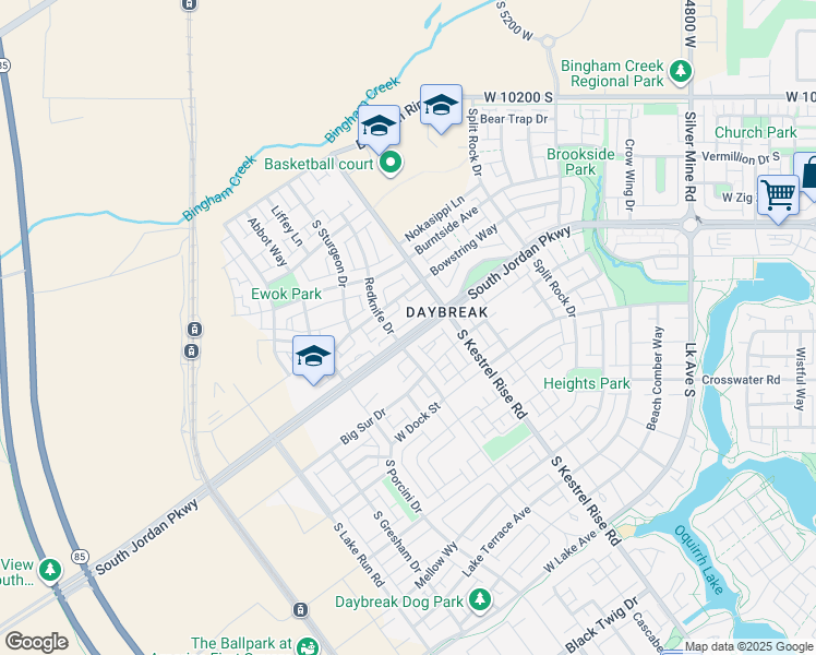map of restaurants, bars, coffee shops, grocery stores, and more near 5248 South Jordan Parkway West in South Jordan