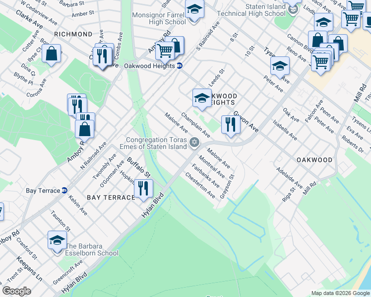 map of restaurants, bars, coffee shops, grocery stores, and more near 238 Fairbanks Avenue in Staten Island
