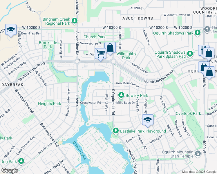 map of restaurants, bars, coffee shops, grocery stores, and more near 4580 Serendipity Way in South Jordan