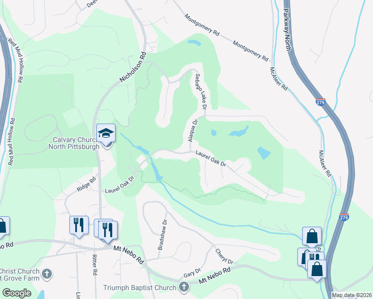 map of restaurants, bars, coffee shops, grocery stores, and more near 237 Laurel Oak Drive in Sewickley