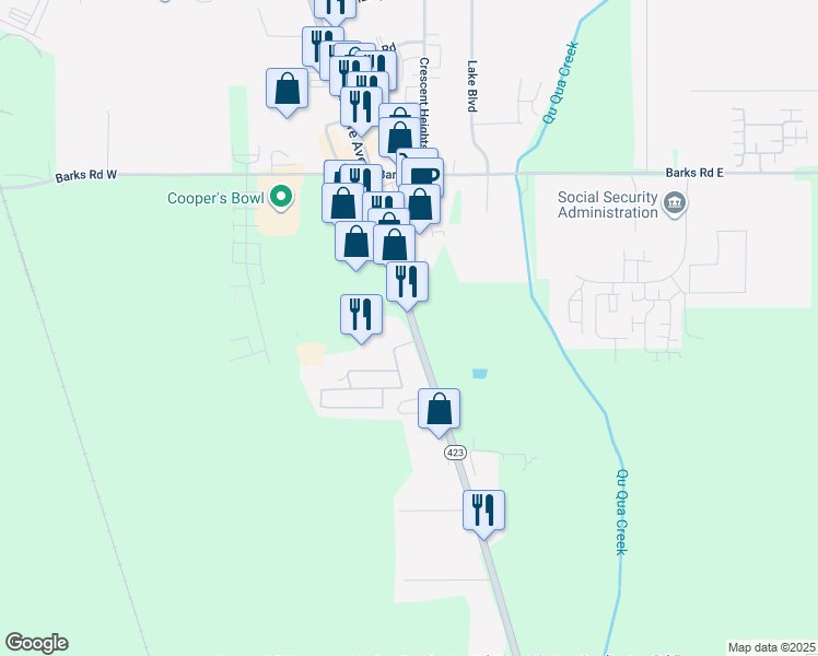 map of restaurants, bars, coffee shops, grocery stores, and more near 1554-1578 Marion-Waldo Road in Marion