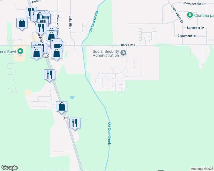 map of restaurants, bars, coffee shops, grocery stores, and more near 1550 Wellness Drive in Marion