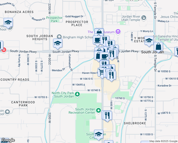 map of restaurants, bars, coffee shops, grocery stores, and more near in Riverton