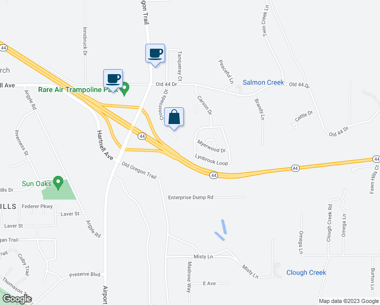 map of restaurants, bars, coffee shops, grocery stores, and more near 4481 Lynbrook Loop in Redding