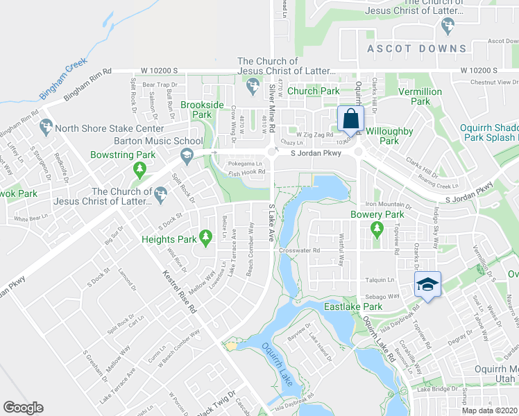 map of restaurants, bars, coffee shops, grocery stores, and more near 4821 Dock Street in South Jordan