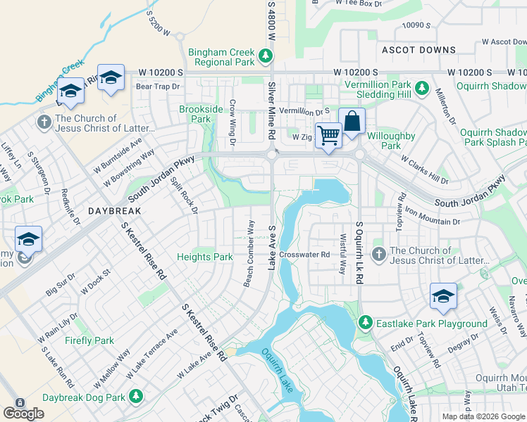 map of restaurants, bars, coffee shops, grocery stores, and more near 4811 West Dock Street in South Jordan