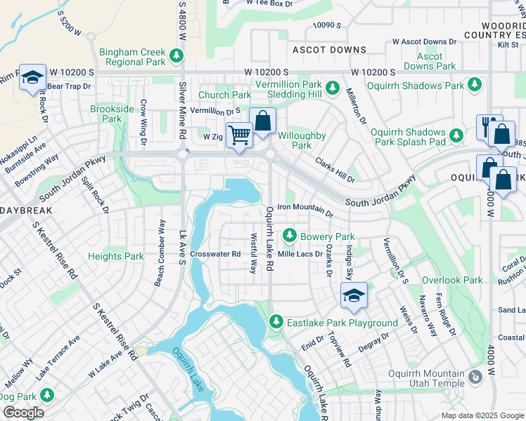 map of restaurants, bars, coffee shops, grocery stores, and more near 4580 Serendipity Way in South Jordan