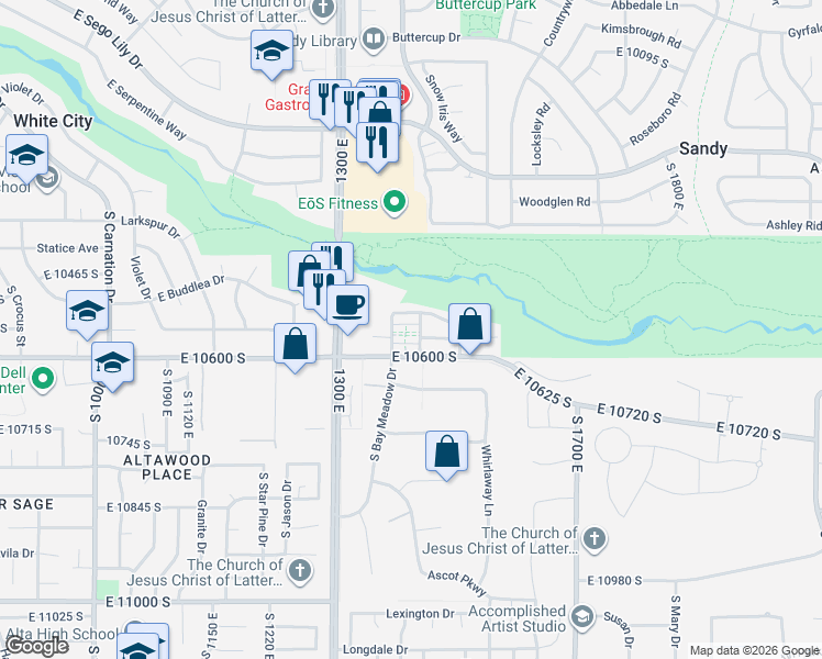 map of restaurants, bars, coffee shops, grocery stores, and more near in Salt Lake County