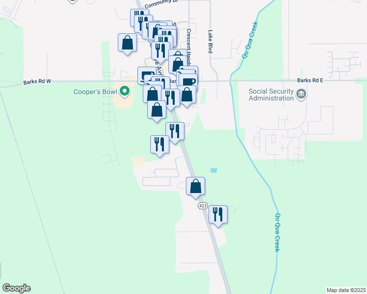 map of restaurants, bars, coffee shops, grocery stores, and more near 1578 Marion-Waldo Road in Marion