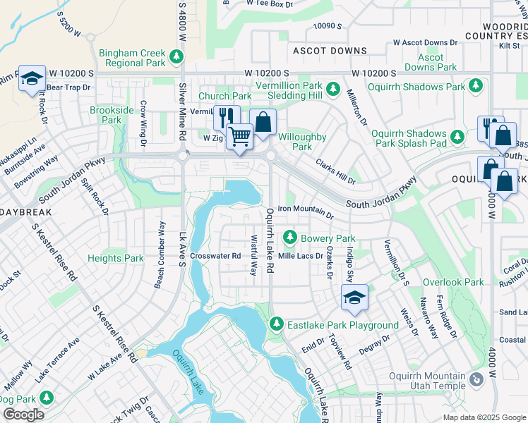 map of restaurants, bars, coffee shops, grocery stores, and more near 4580 Serendipity Way in South Jordan