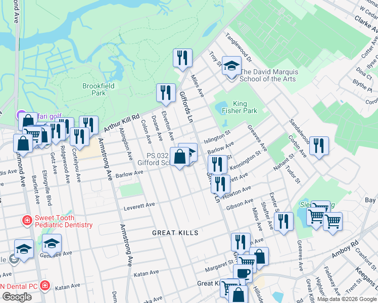 map of restaurants, bars, coffee shops, grocery stores, and more near 35 Lexington Lane in Staten Island
