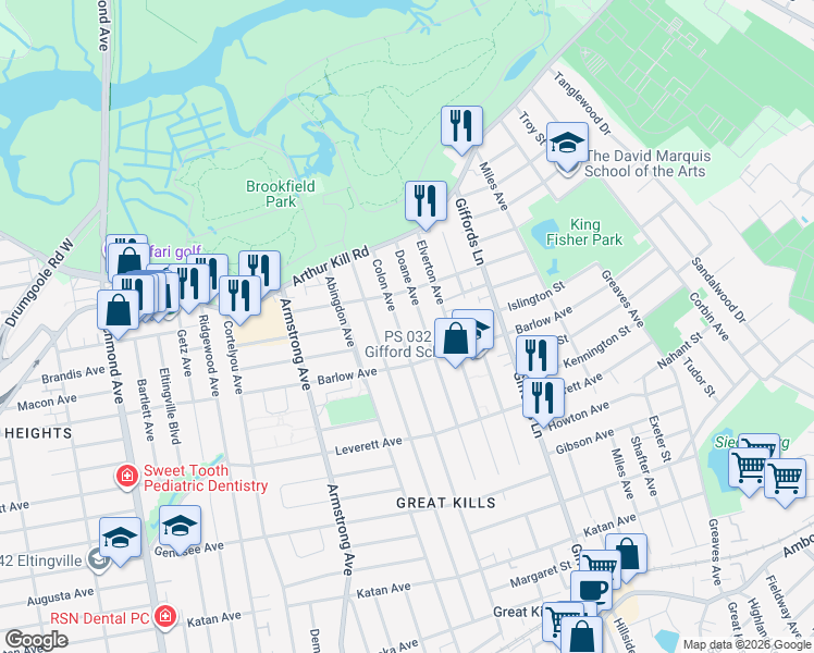 map of restaurants, bars, coffee shops, grocery stores, and more near 426 Colon Avenue in Staten Island