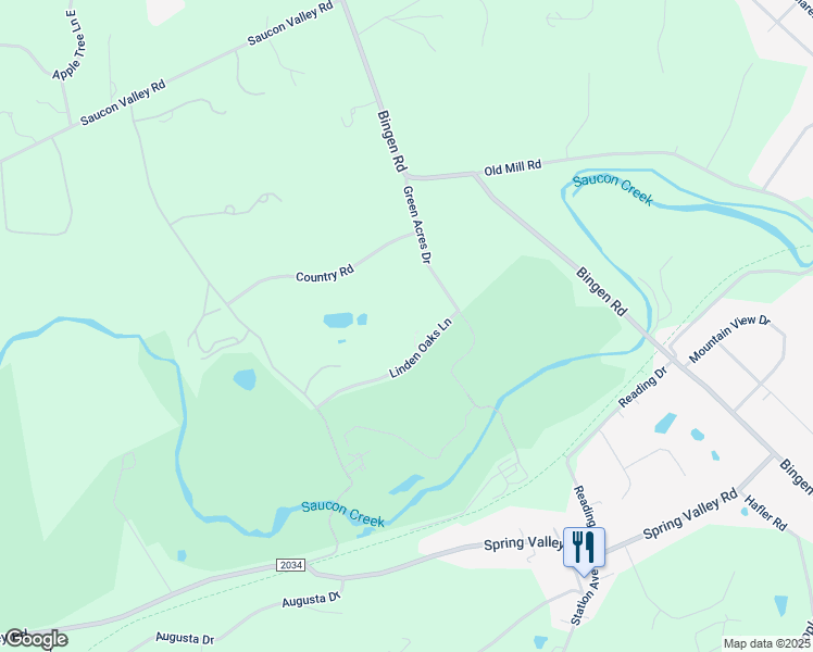 map of restaurants, bars, coffee shops, grocery stores, and more near 1661 Linden Oaks Ln in Bethlehem
