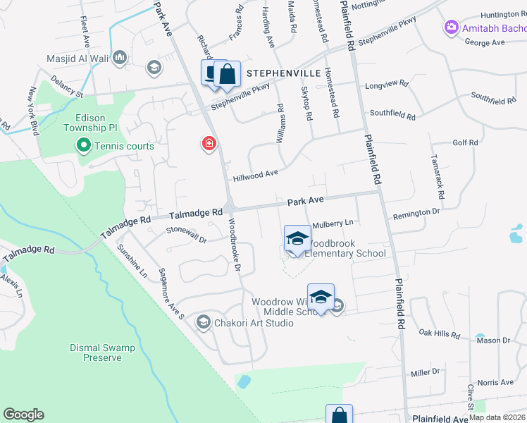 map of restaurants, bars, coffee shops, grocery stores, and more near 3958 Park Avenue in Edison