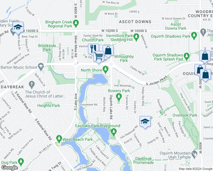 map of restaurants, bars, coffee shops, grocery stores, and more near 4580 Serendipity Way in South Jordan