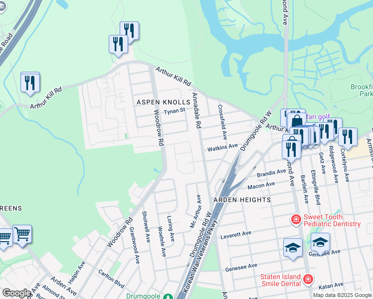 map of restaurants, bars, coffee shops, grocery stores, and more near 2 Berry Avenue West in Staten Island
