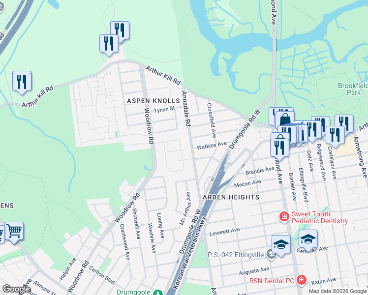 map of restaurants, bars, coffee shops, grocery stores, and more near 2 Berry Avenue West in Staten Island