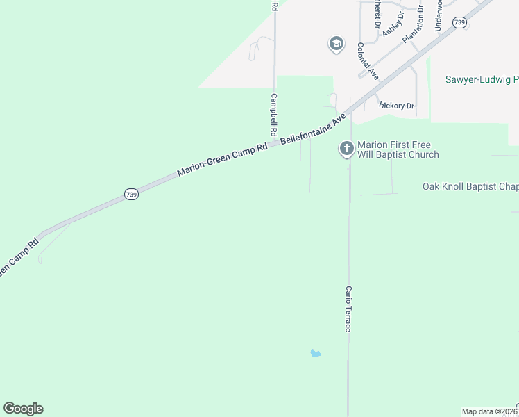 map of restaurants, bars, coffee shops, grocery stores, and more near 1795 Marion-Green Camp Road in Marion
