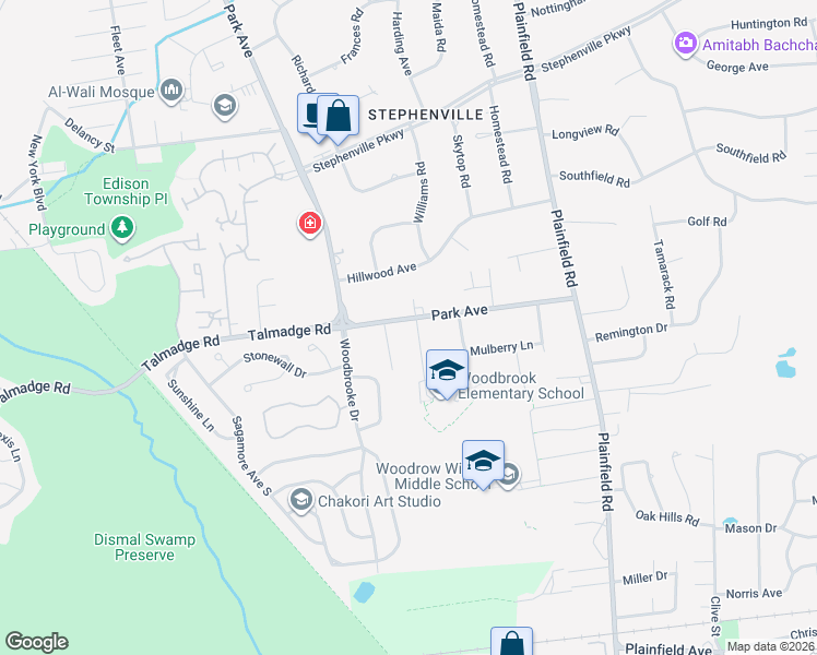 map of restaurants, bars, coffee shops, grocery stores, and more near 3958 Park Avenue in Edison