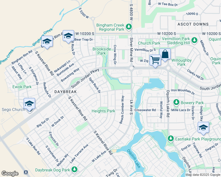 map of restaurants, bars, coffee shops, grocery stores, and more near 4918 West Dock Street in South Jordan