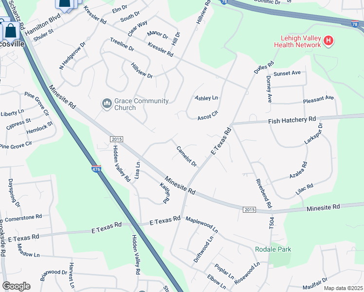 map of restaurants, bars, coffee shops, grocery stores, and more near 4339 Castle Court in Allentown
