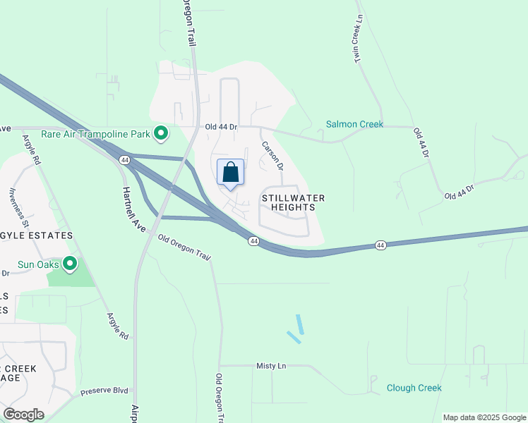 map of restaurants, bars, coffee shops, grocery stores, and more near 4205 Myerwood Drive in Redding