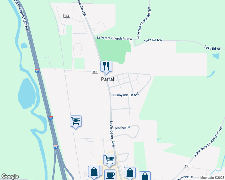 map of restaurants, bars, coffee shops, grocery stores, and more near 5389 North Wooster Avenue in Dover