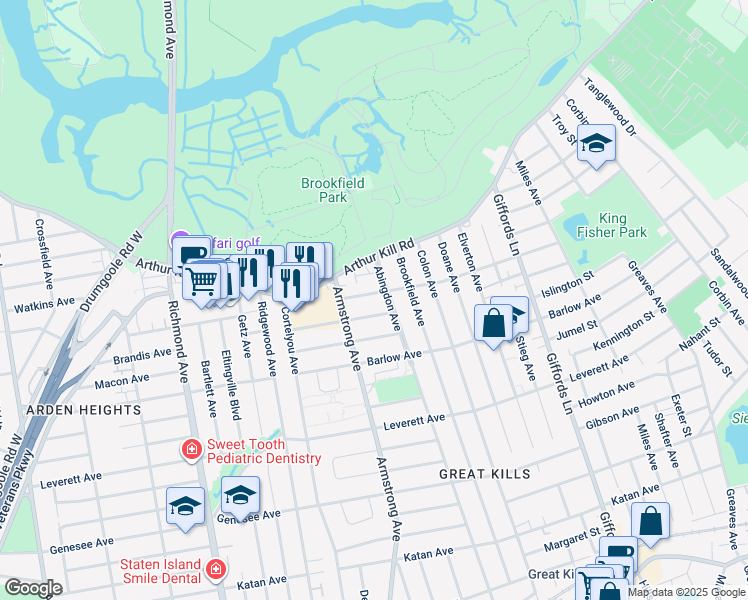 map of restaurants, bars, coffee shops, grocery stores, and more near 376 Gurley Avenue in Staten Island