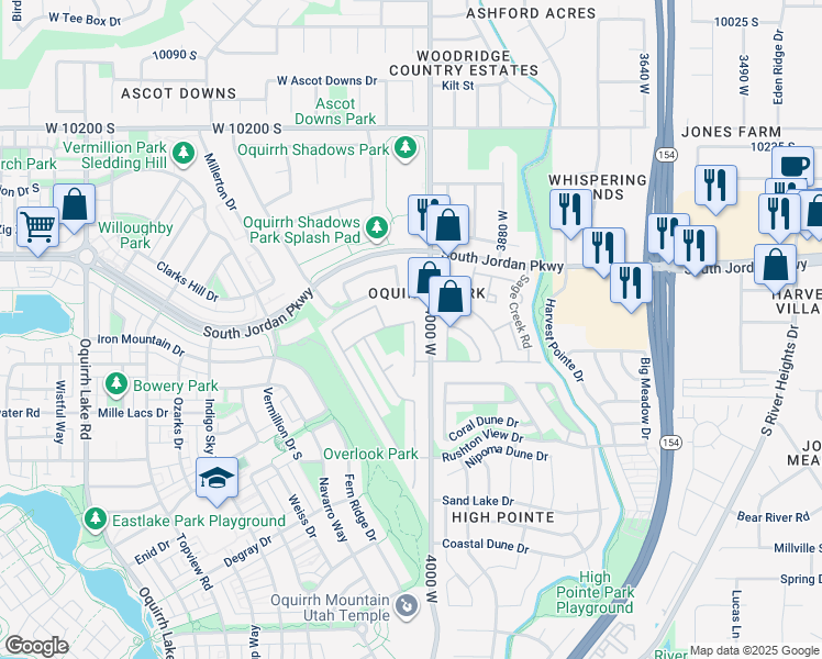 map of restaurants, bars, coffee shops, grocery stores, and more near 10562 Poplar Grove Lane in South Jordan
