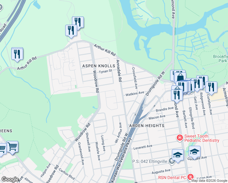 map of restaurants, bars, coffee shops, grocery stores, and more near 2 Berry Avenue West in Staten Island