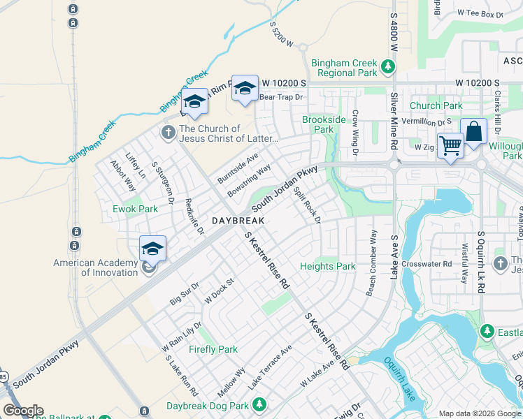 map of restaurants, bars, coffee shops, grocery stores, and more near 5137 South Jordan Parkway in South Jordan