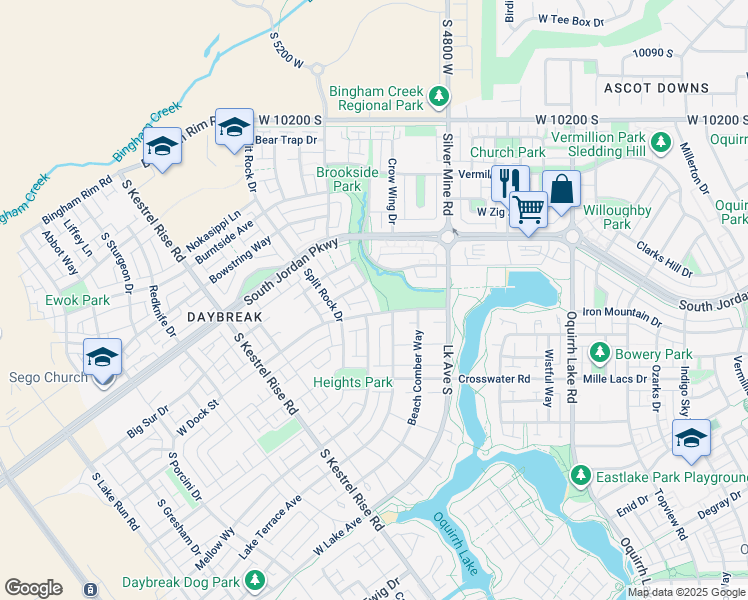 map of restaurants, bars, coffee shops, grocery stores, and more near 4918 West Dock Street in South Jordan