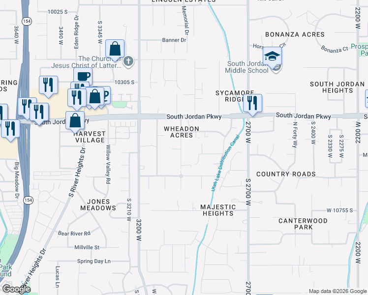 map of restaurants, bars, coffee shops, grocery stores, and more near 10537 South 3010 West in South Jordan