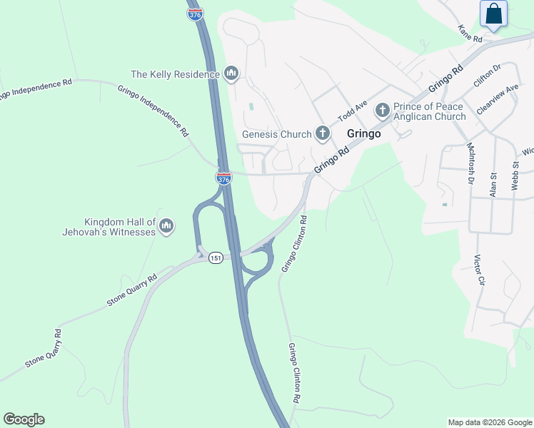 map of restaurants, bars, coffee shops, grocery stores, and more near 167 Westfield Drive in Aliquippa