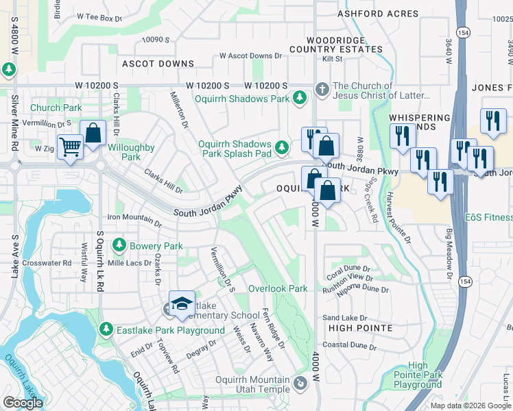 map of restaurants, bars, coffee shops, grocery stores, and more near 4123 Juniper Hills Drive in South Jordan
