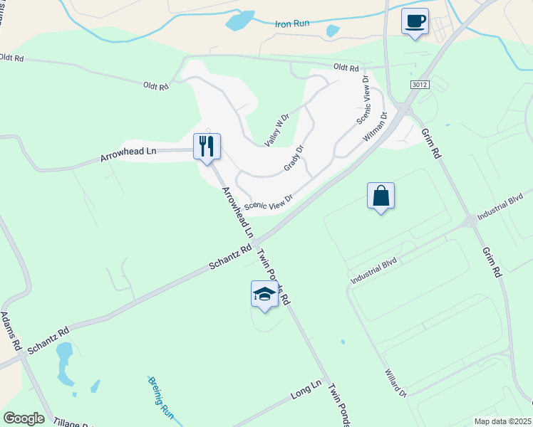 map of restaurants, bars, coffee shops, grocery stores, and more near 8470 Scenic View Dr in Breinigsville