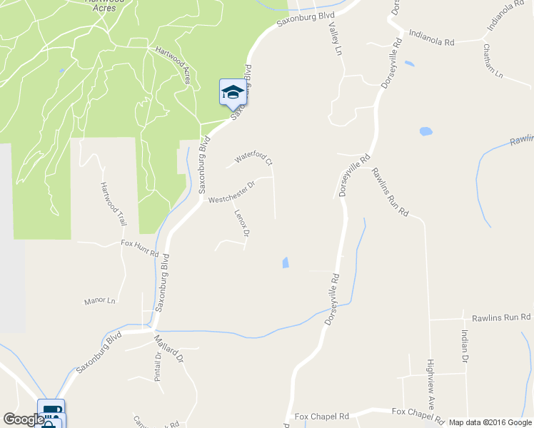 map of restaurants, bars, coffee shops, grocery stores, and more near 3310 Waterford Drive East in Pittsburgh